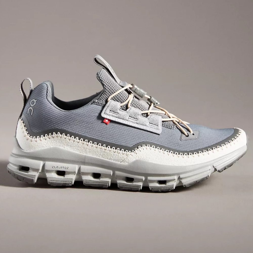 On Running Gray and White Sneakers